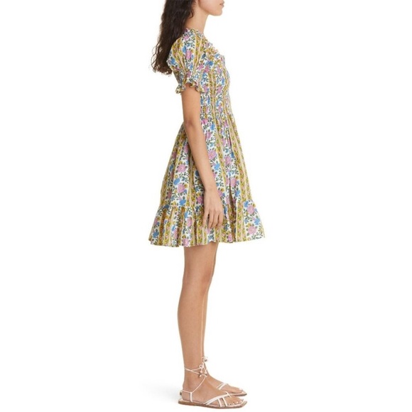 Mille Kiki Floral Print Off Shoulder Smocked Dress Large 8-10 - Picture 4 of 12